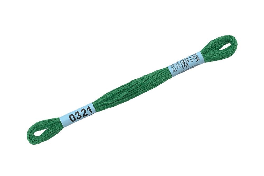 Мулине Gamma 100% хлопок, цв.0321 изумрудный, 24 мотка по 8 метров