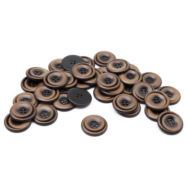Пуговицы 4 прокола 46L=30 мм, пластик (имитация дерева), col.B темно-коричневый, 36 шт, CN2821