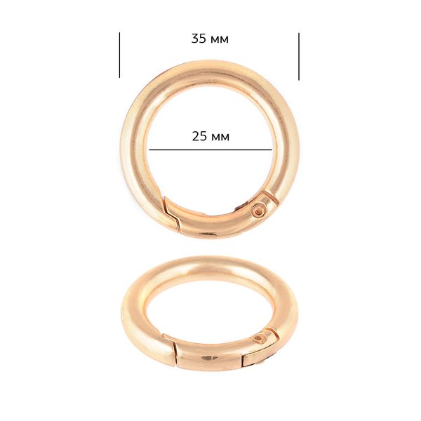 Карабин металл кольцо ⌀25.0 мм (35 мм) 107915, цв. золото уп. 10 шт