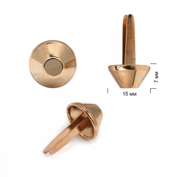 Ножки для сумки на усиках металл ⌀15mm, h-7mm, 165184 цв.золото уп.20 шт