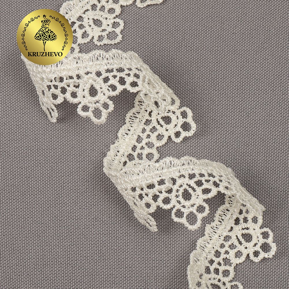 Кружево гипюр (плетёное) 25 мм / 13.71 метров, TBY.4GB2501, цв.молочный