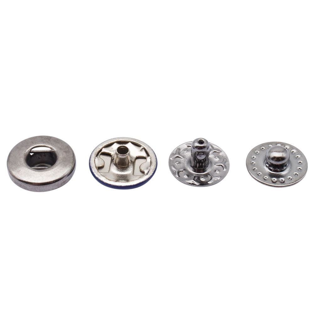 Кнопка Альфа (S-образная) ⌀10.0 мм, ≈144 шт, МЕТАЛЛ, эмаль, 569 т.синий глянцевый + отв.части чер.никель, ВТ-2, NEW STAR