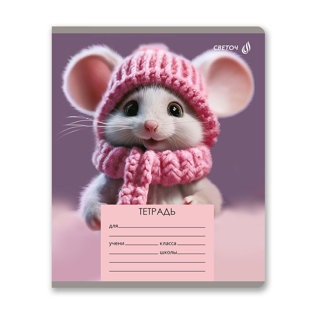 Тетрадь ученическая школьная, выборочный лак, A5 18 л. на скобе 65 г/м², белизна 100% 20 шт линия, 01453 Лапки в шапках, Светоч Т185