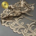 Кружево на сетке широкое 120 мм, диз. 231, цв.N6115 золотисто-бежевый уп. 13.71 м, Kruzhevo