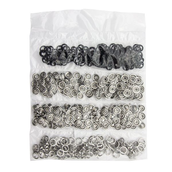 Кнопка рубашечная (джерси) открытая ⌀9.5 мм, ≈144 шт, МЕТАЛЛ, эмаль, 322 черный матовый, NEW STAR