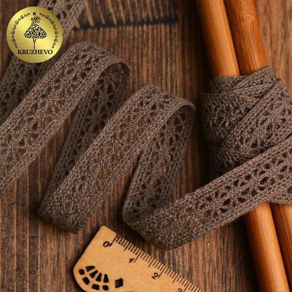 Кружево вязаное (тесьма) 15 мм / 10 метров, цв.т.коричневый, Kruzhevo