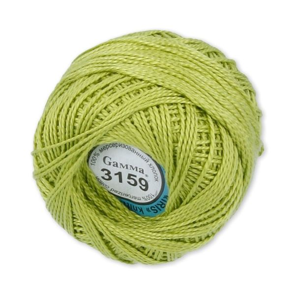 Пряжа нитки Ирис / уп.10 мот. по 10г, 82м, 3159 яр.салатовый, Gamma