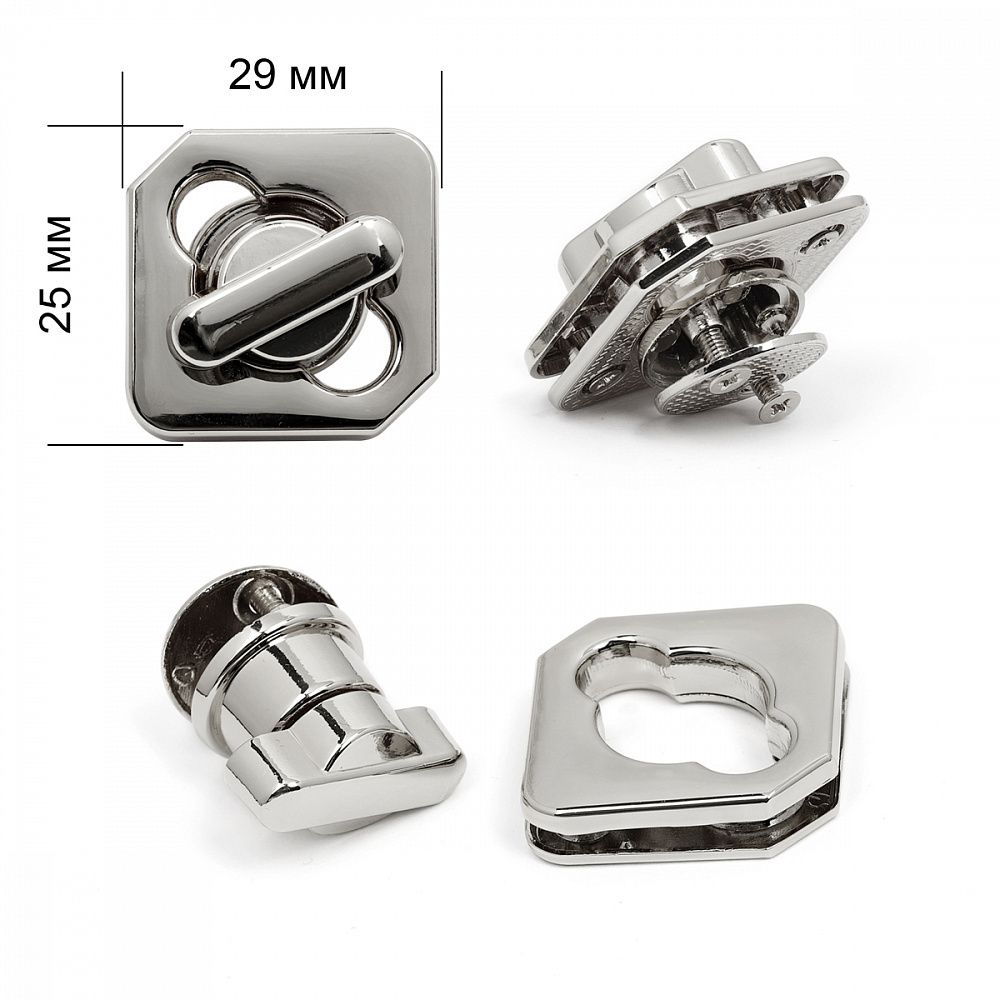 Замок для сумки 35х39мм, TBY.1355, цв.никель, уп.2 шт