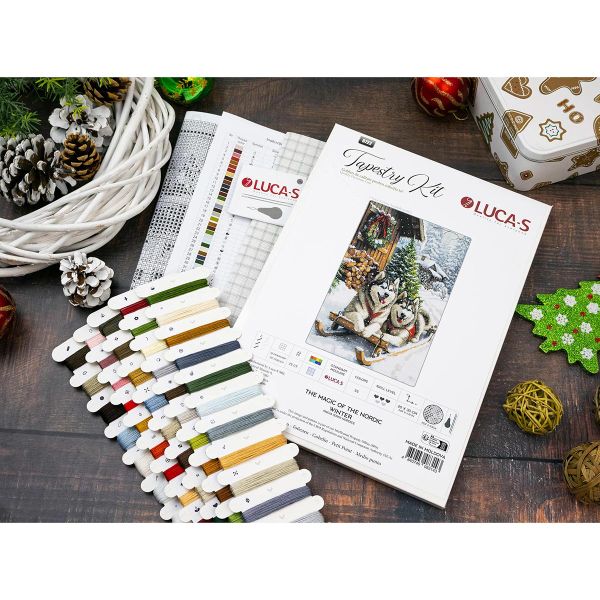 Набор для вышивания нитками Luca-S G722, гобелен Волшебство Северной зимы 20х30см