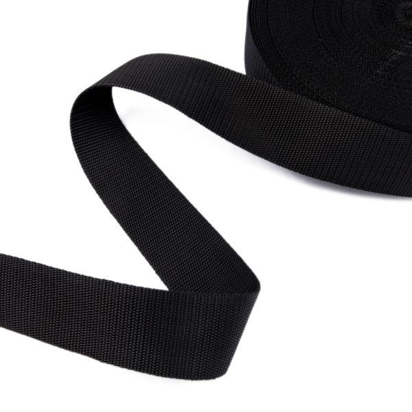 Стропа (ременная лента) 50 мм / 30 метров, толщ. 1.1 мм, [28 г/пог.м], 100% п/п, 0 черный, Gamma 3077