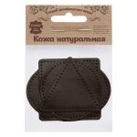 Набор заплаток пришивных из кожи, круг, квадрат, треугольник, овал 8см, с перфорацией, 4 шт (03 темно-коричневый), 9743