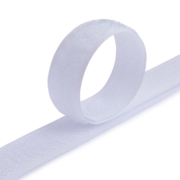 Лента контактная липучка (велкро) пришивная 16 мм / 25 метров, белый, Gamma LG-16, ПАРА (крючок+петля), качество 