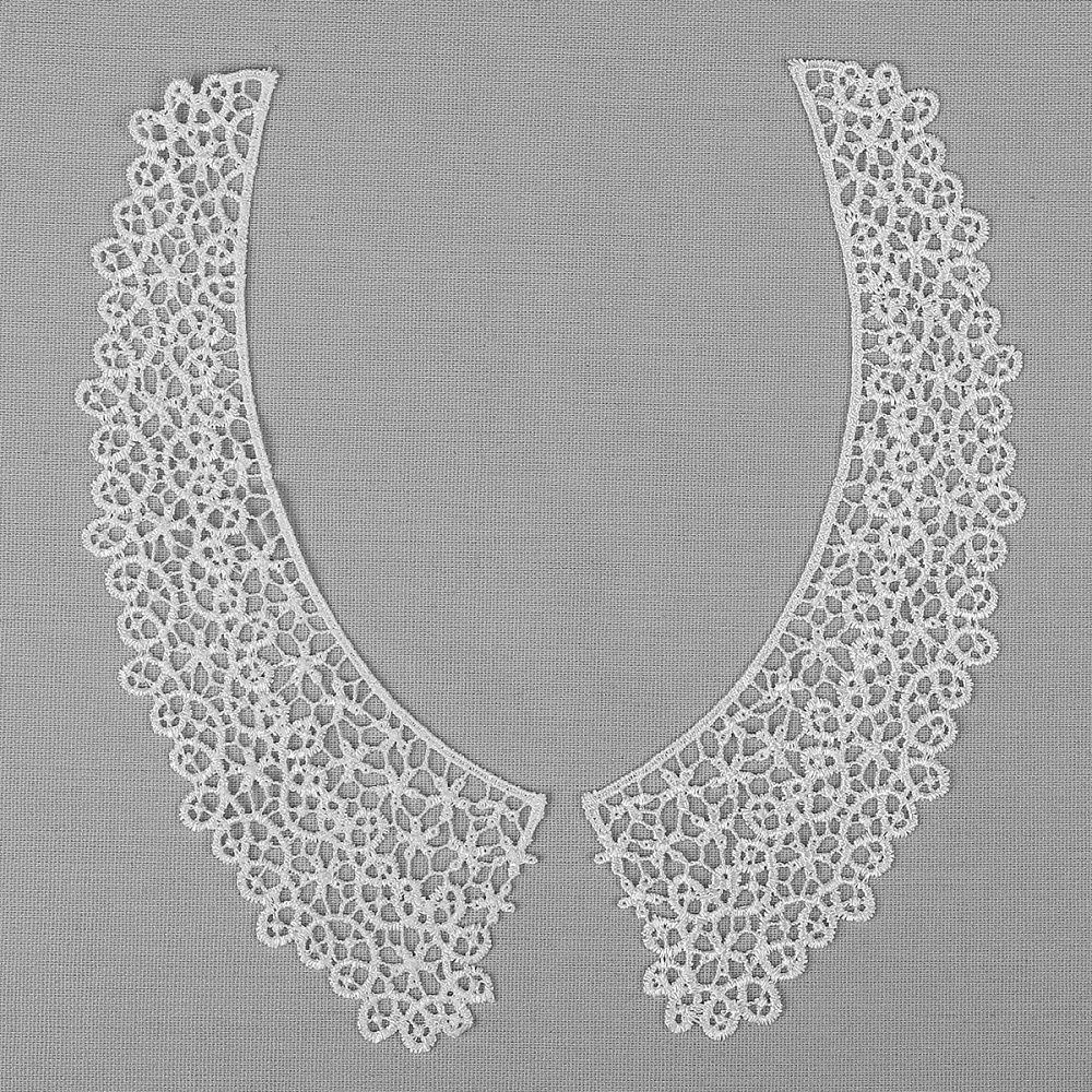 Пришивной кружевной воротник гипюр арт.TR.12545 21см цв.белый уп.50 комп, Kruzhevo