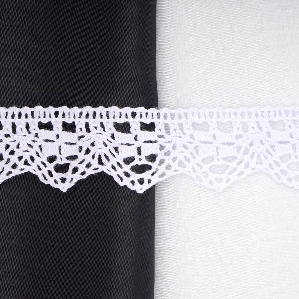 Кружево вязаное (тесьма) хлопковое 30 мм / 25 метров, одностор. (01 белый)