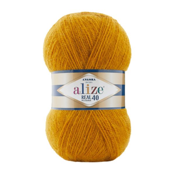 Пряжа Alize (Ализе) Angora Real 40 / уп.5 мот. по 100 г, 430 м, 645 горчичный