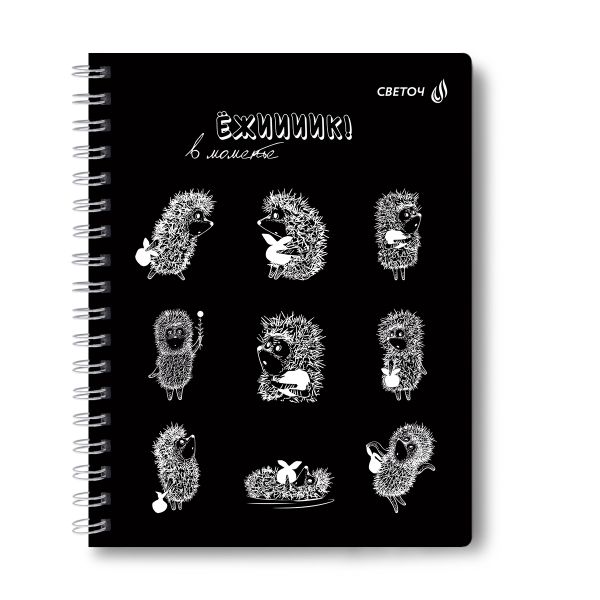 Тетрадь ученическая общая с двойной обложкой, (лицензия), A5 96 л. на гребне 65 г/м², белизна 100 %, 4 шт, клетка, 01208 Найти друга (Ёжик в тумане), Светоч Т117