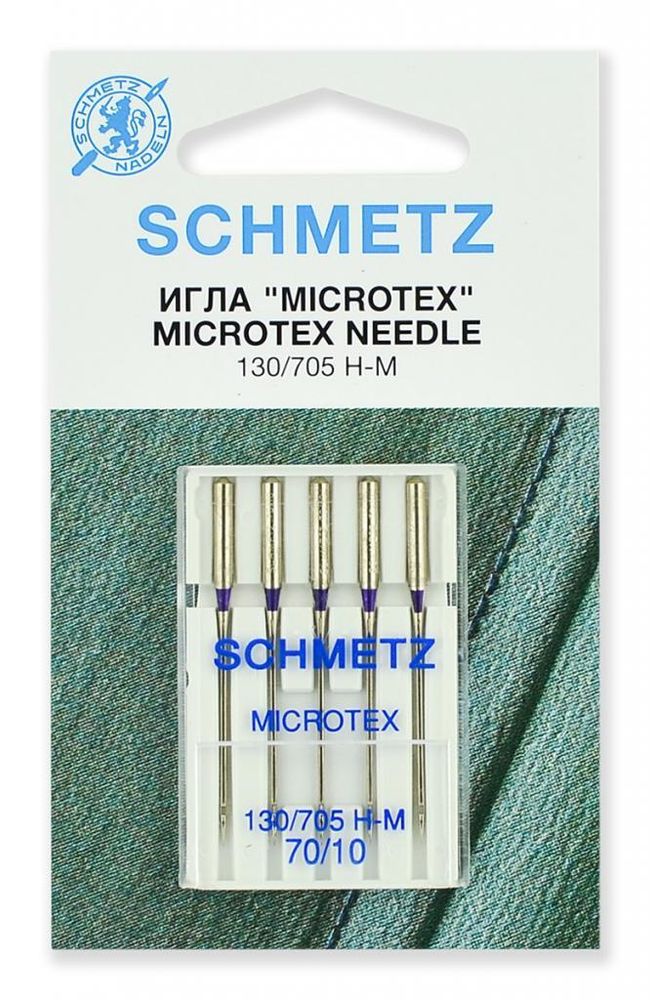 Иглы для швейных машин микротекс (особо острые) Schmetz №70, 5шт, 22:31.MA2.VBS, 10 блист.