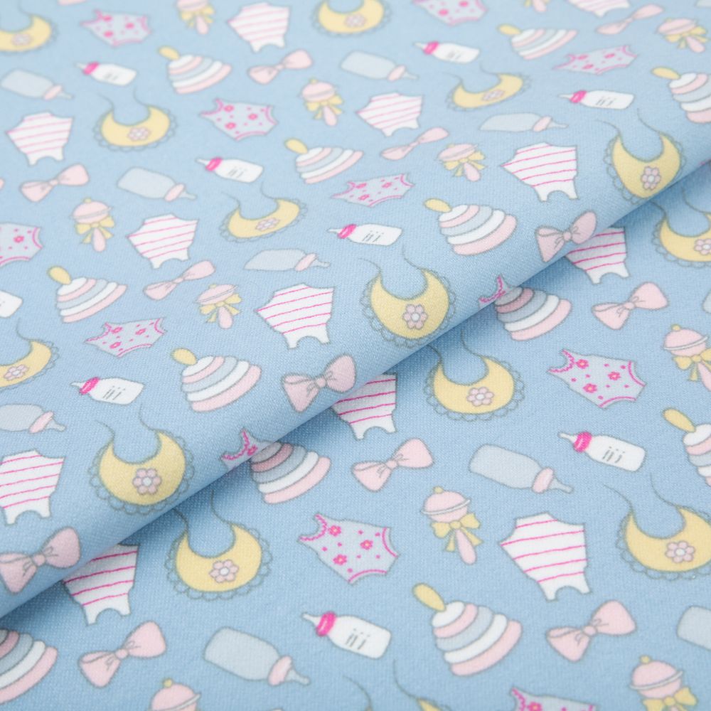 Ткань для пэчворка Peppy Молочные сны фланель, рулон 112 см / 5 метров, МС-16 голубой, Peppy