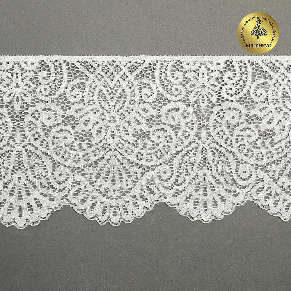 Кружево эластичное (стрейч) 110 мм, 40992PP цв.белый уп.115м, Kruzhevo