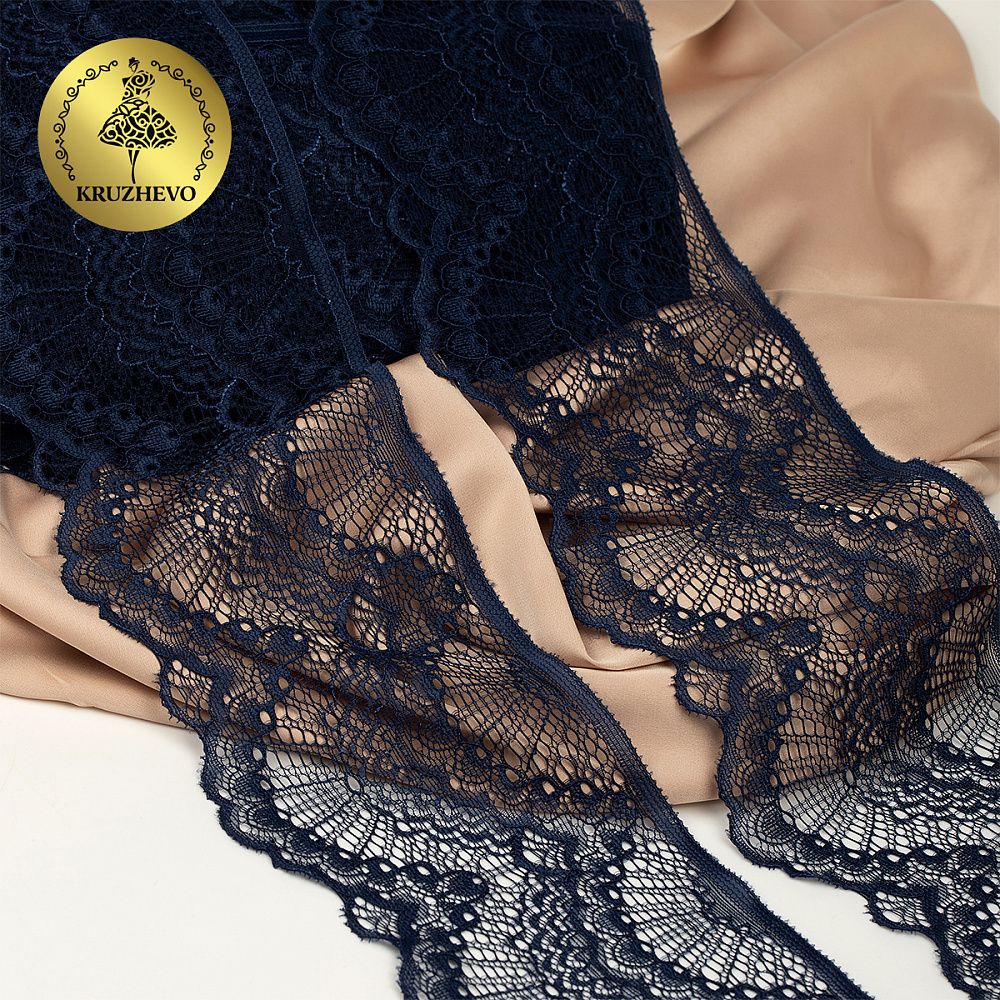 Кружево эластичное (стрейч) 100 мм, 30239/N, цв.S919 синий сапфир уп.25м, Kruzhevo