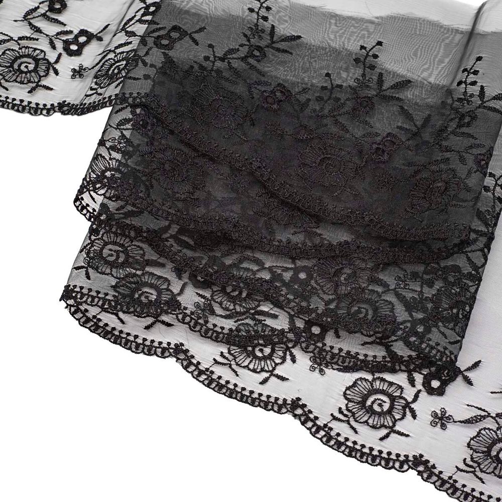 Кружево капроновое широкое 110 мм / 3.4 м (±4 см) 0574-5001, черный