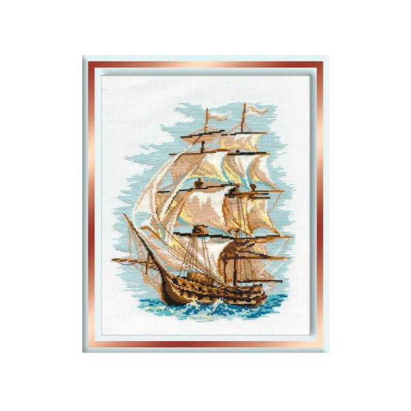Набор для вышивания нитками Риолис, Корабль, 30х40 см