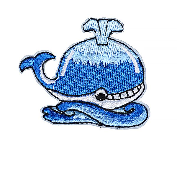 Термоаппликация вышитая Кит 45х50мм цв.бел/голуб, 10 шт