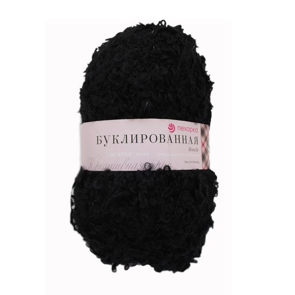 Пряжа Пехорка Буклированная / уп.5 мот. по 200 г, 220 м, 02 черный