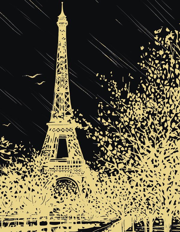 Набор для творчества Гравюра 20х25.5 см, №25 Эйфелева башня (золото), Hobbius SGHK