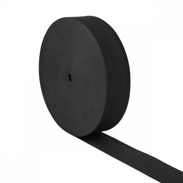 Резинка вязаная 50.0 мм / 40 метров, стандартная 3.9-4.3 г/п.м., черный