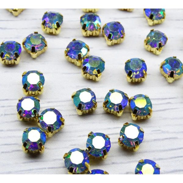 Хрустальные стразы в цапах, св.голубой, с покрытием, 8 мм, 10 шт/упак ЗЦ006ДС88