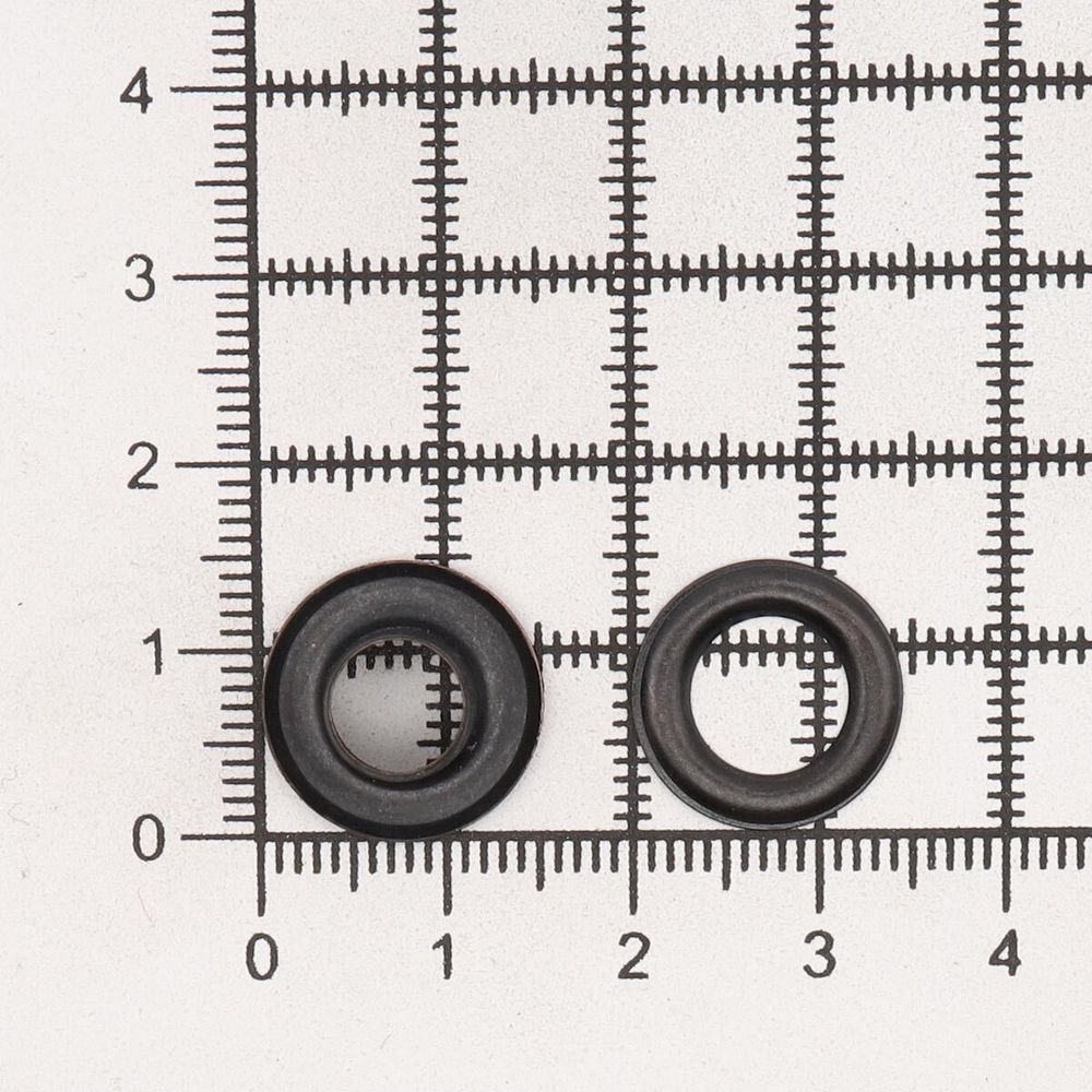 Люверсы металл ⌀_7.3 мм (внутр.), h5.41 мм (внутр.), №5, сталь, черная резина, уп.≈1000 шт, New Star