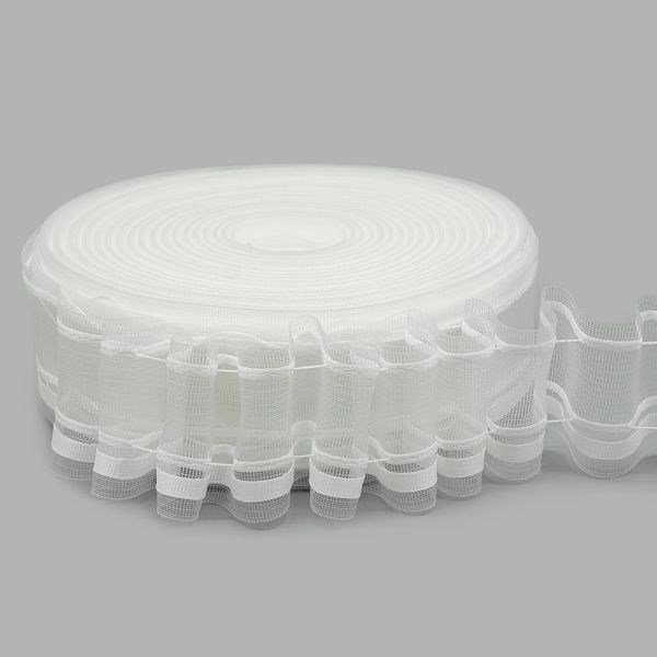 Лента (тесьма) шторная: сборка параллельная (1:4) 55 мм / 50 метров, равномерная