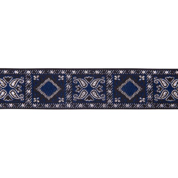 Лента (тесьма) жаккардовая 25.0 мм / 10±0.5 метров, черный/т.синий, Gamma TRJ-119(46)