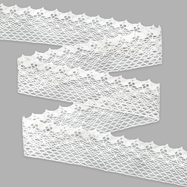Кружево вязаное (тесьма) хлопковое 55 мм / 25 метров, рис.55.01.180 (белый) С3749Г17