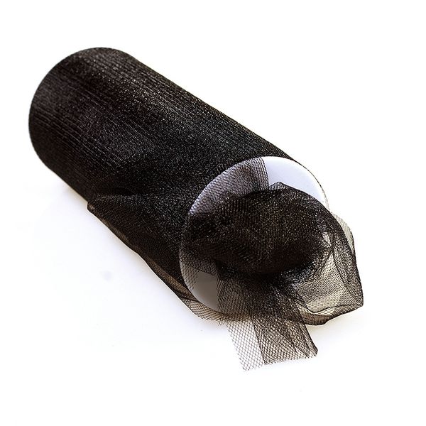 Фатин на шпульке средней жесткости блестящий 150 мм / 22.86 метра, TBY.MSS.170.22, цв.22 черный