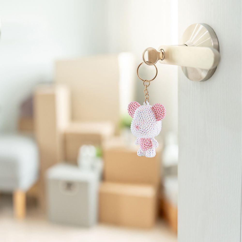 Алмазная (кристальная) мозаика Фрея ALVF-003, брелок белый мишка, 5.5х6.5 см