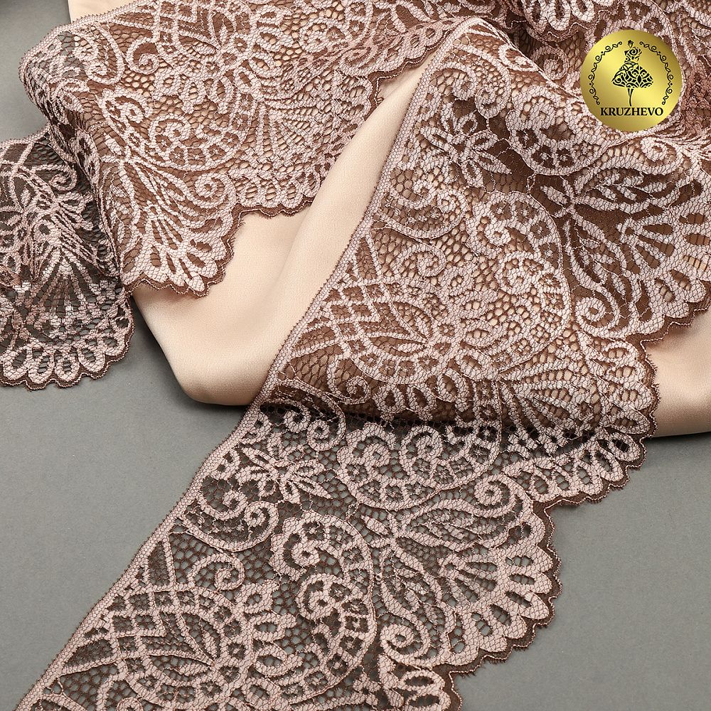 Кружево эластичное (стрейч) 110 мм, 40992PP цв.бежевый уп.115м, Kruzhevo