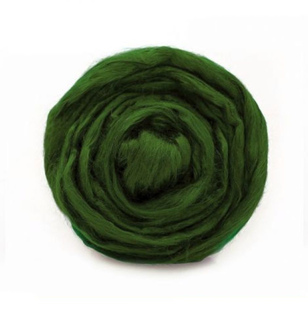 Шерсть для валяния вискоза Троицкая Гребенная лента 1х50г, 0013 т.оливковый