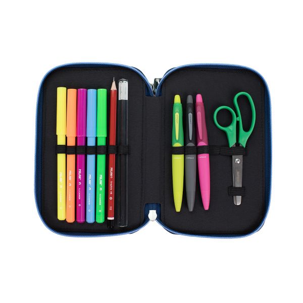 Пенал на молнии трехярусный с наполнением 19,5*13*7,5 см, 081364FN, Milan 081364FN