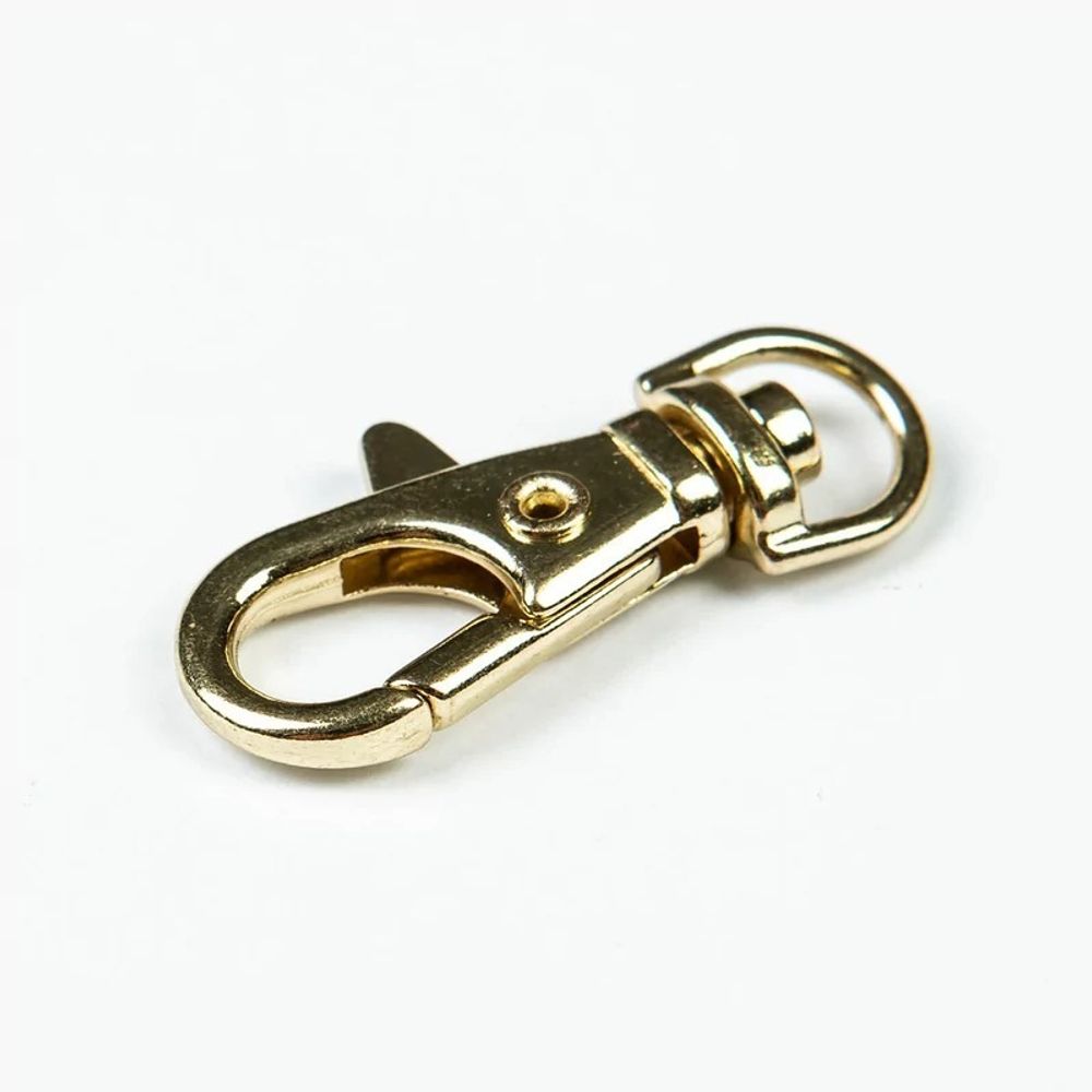 Карабин металл 09 мм (38х13 мм), золото, 10 шт