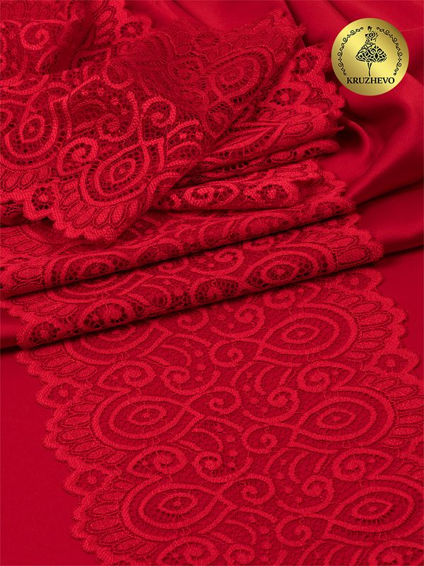 Кружево бельевое эластичное 180 мм / 25 м, 263, цв.100 красный, Kruzhevo