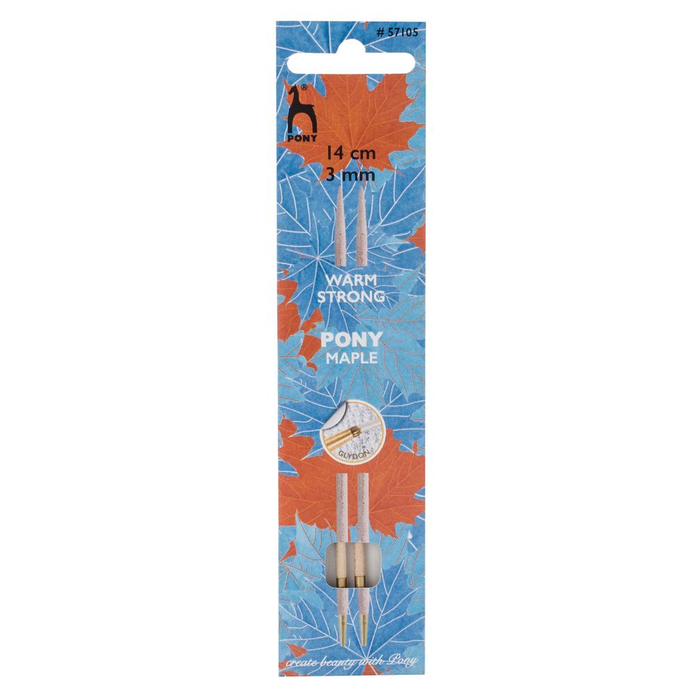 Спицы съемные Pony Maple ⌀3.0 мм, 14 см, клен, 2 шт, 57105