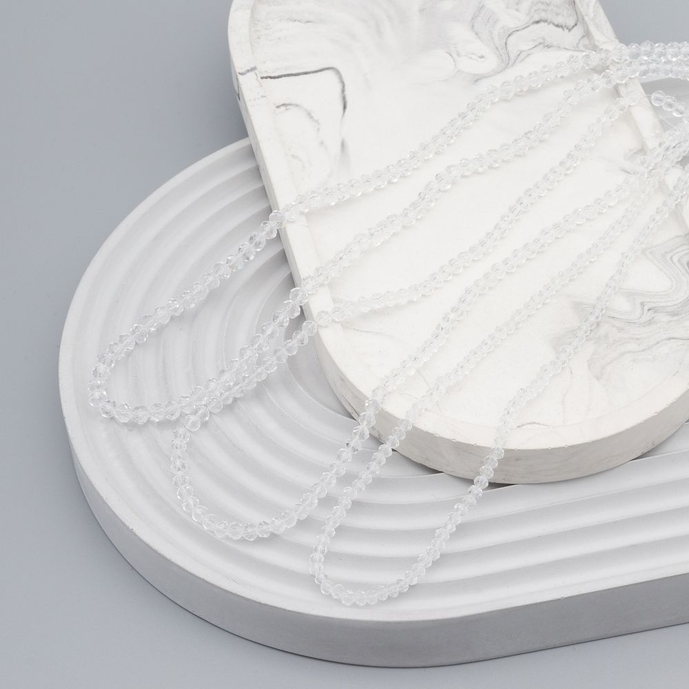 Бусины стекло ⌀2 мм, 3 мм, 4 мм, граненые, рондели, 3 нити по 38±1 см, микс, Astra&Craft, 1 прозрачный