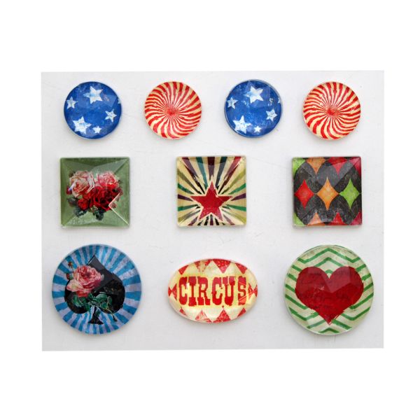 Украшения акриловые камушки со стикером Старый цирк, SCB53000002