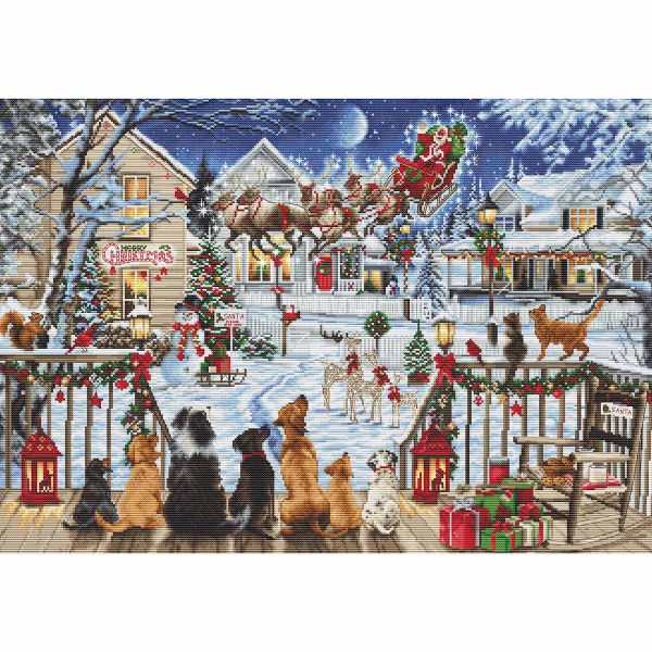 Набор для вышивания нитками Luca-S B2423, Домашние животные на крыльце, 47х33см