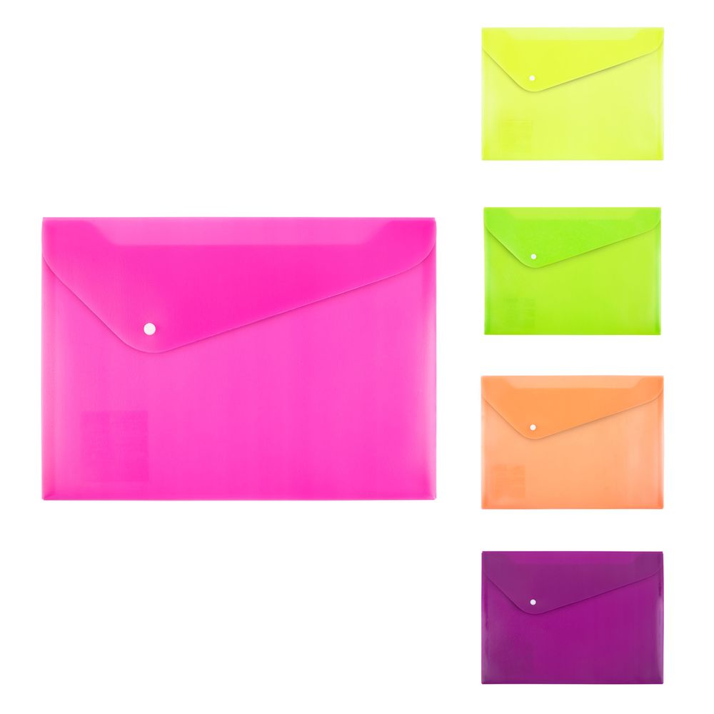 Папка-конверт с кнопкой A4 180 мкм волокно, 10 шт, ассорти (EC211130200) EC211130211, Expert Complete