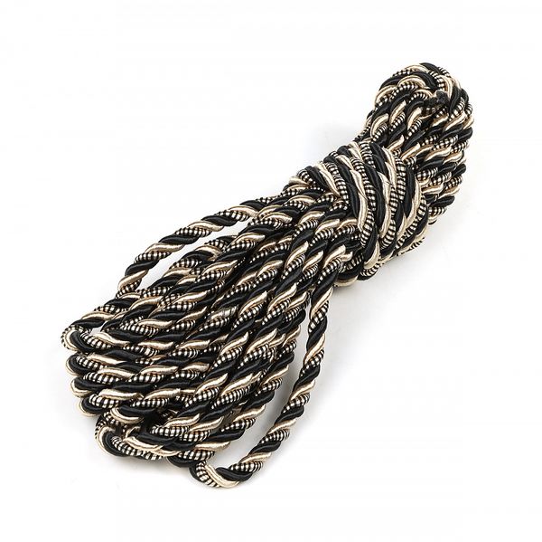 Шнур витой мебельный ⌀10.0 мм, арт.SHDV6207, цв.черный+бежевый 6455, уп.10м