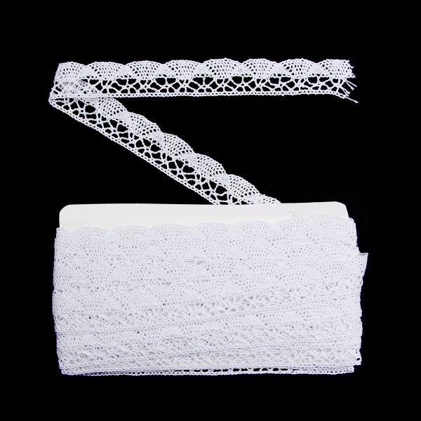Кружево вязаное (тесьма) хлопковое 20 мм / 9.14 метров, белоснежный