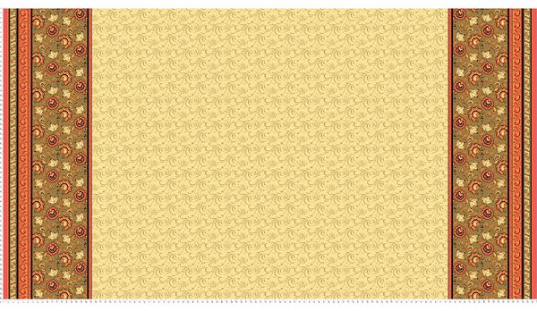 Ткань для пэчворка Peppy Русские традиции, рулон 112 см / 5 метров, РТ-07 Панель бежевый/зеленый, Peppy